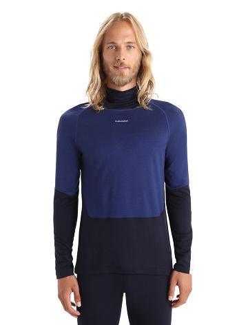 Base Layers Icebreaker Merino 200 Sonebula Long Sleeve High Neck Thermal Top Męskie Granatowe Królewski Niebieski Granatowe | PL 1601QMAZ